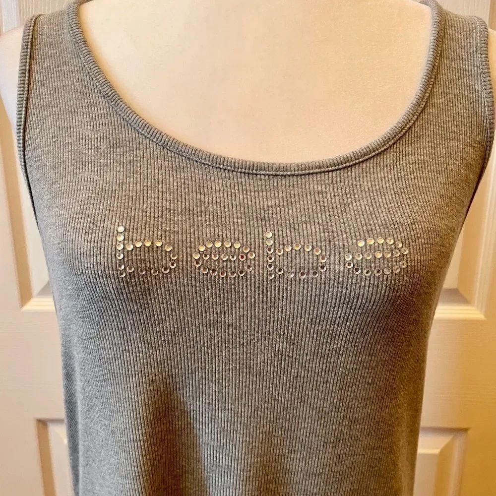Bebe Gray Rhinestone Tank Top Size 2X - Picture 3 of 6